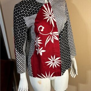 MaxMara Black and Red Geometric Floral Blazer